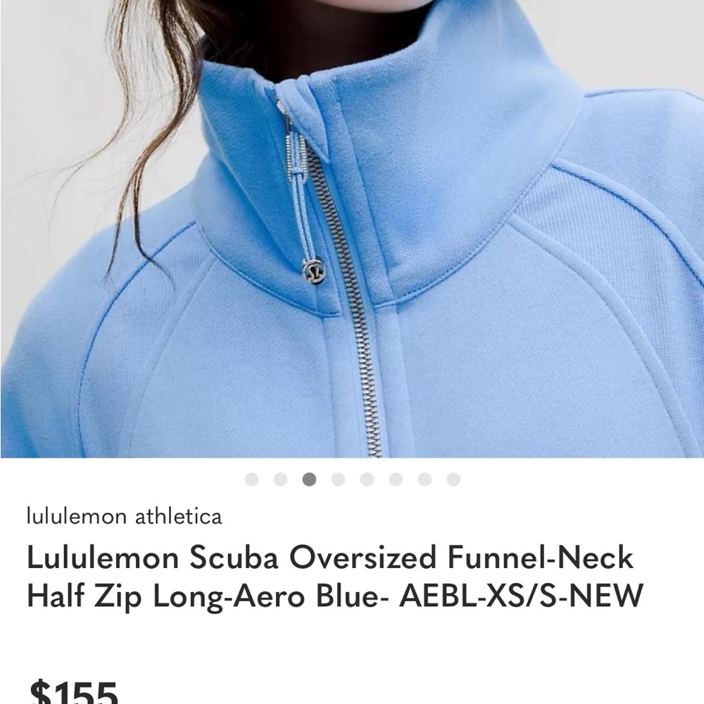 Lululemon Scuba Oversized Funnel-Neck Half Zip Long - Aero Blue, XS/S, like new - Picture 3 of 7